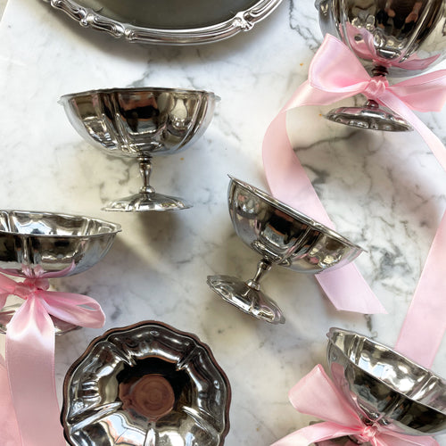 Set van 6 zilveren coupes
