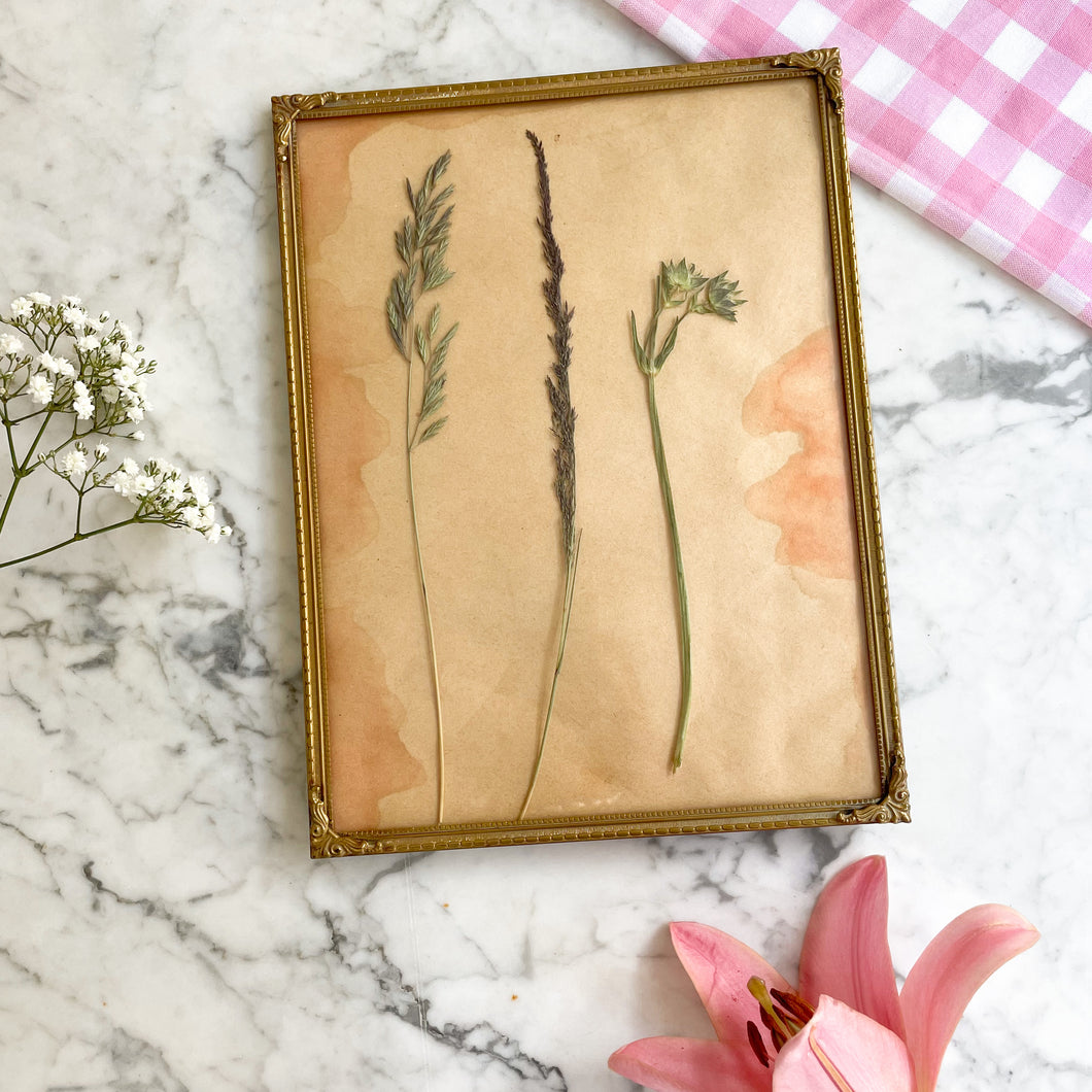 Goudkleurige vintage fotolijst met bolglas
