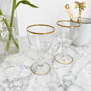 Vintage borrelglaasjes met gouden rand