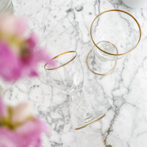 Vintage borrelglaasjes met gouden rand