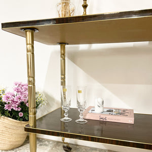 Franse vintage bar cart hout en goud