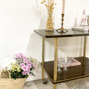 Franse vintage bar cart hout en goud