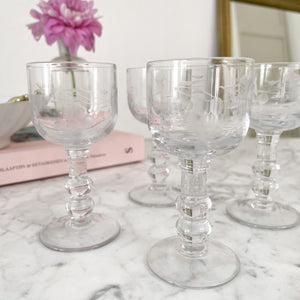 Vintage borrelglaasjes met motief set van 4